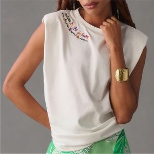 FARM RIO Nature Is The Future Embroidered Organic Cotton T-Shirt Medium